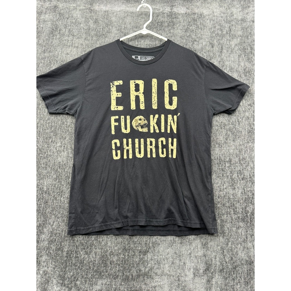 Eric Church T Shirt Mens XL Black Cotton Graphic Print Skull Retro Everyday Wear